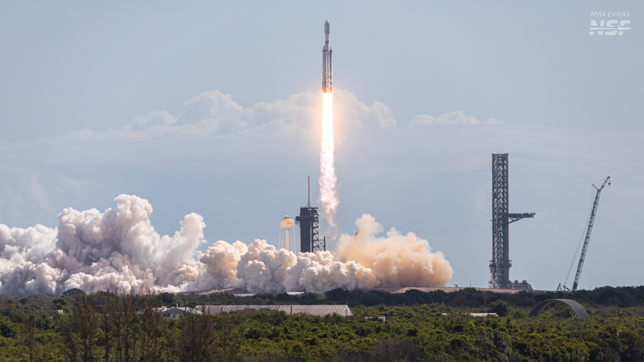 NASASpaceFlight launch preview image showing a Falcon 9 on the pad
