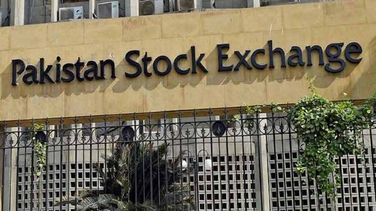 Karachi Stock Exchange digital display showing index fluctuations