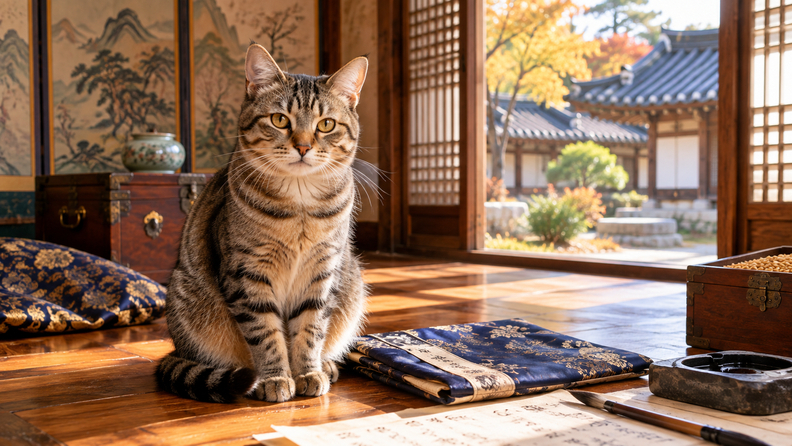 Illustration of a cat from historical Korean records