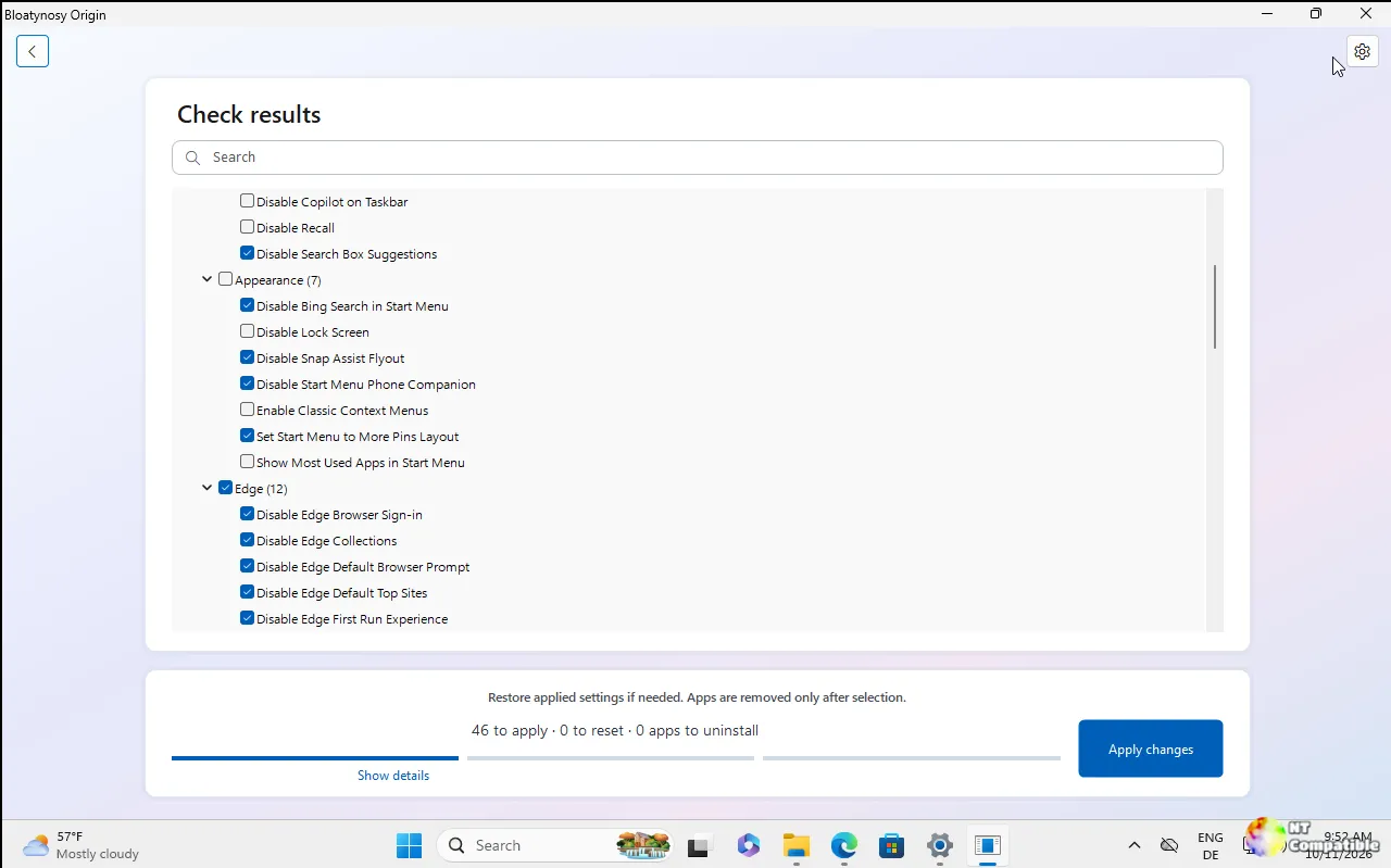 Screenshot of Bloatynosy Origin interface