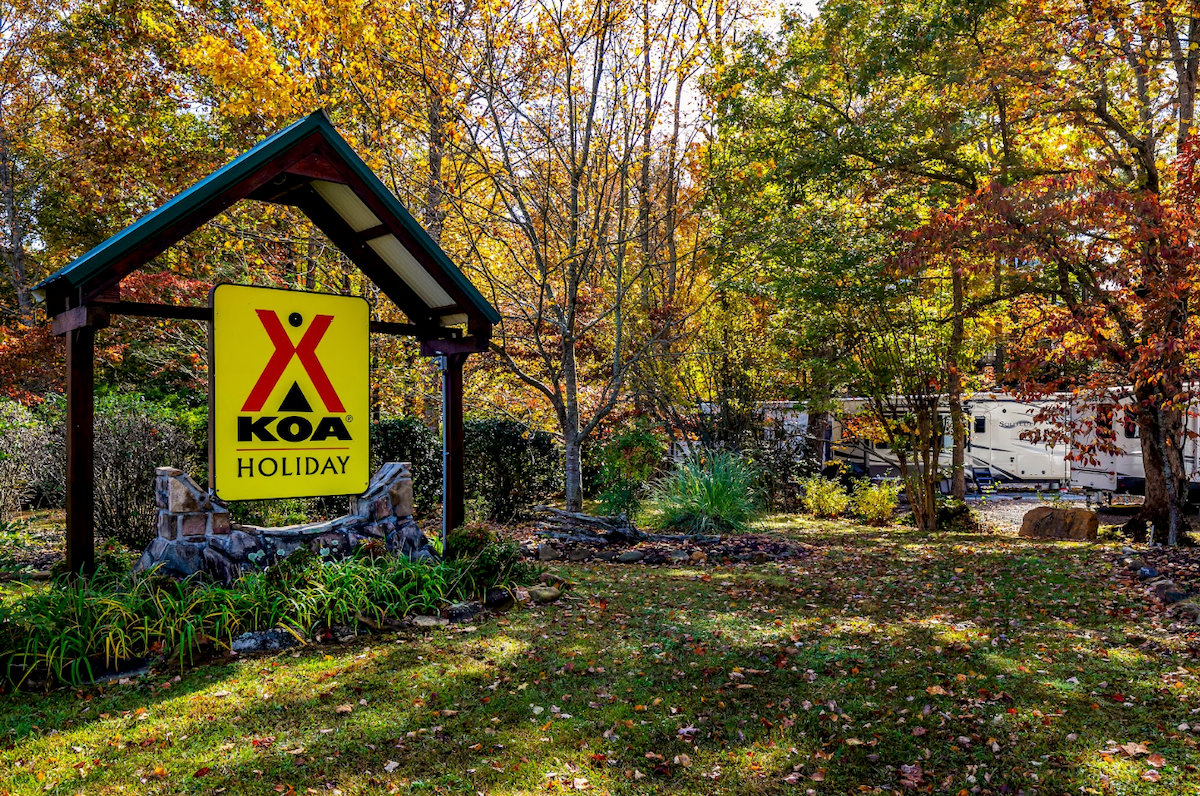 KOA campground sign signaling record camping participation in 2026
