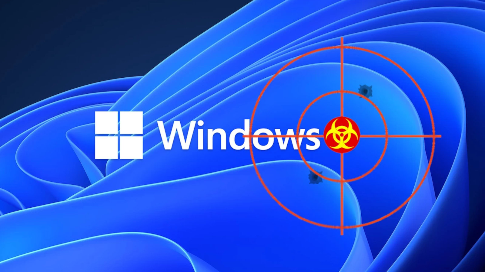 Windows Defender security update visual with threat crosshair graphic