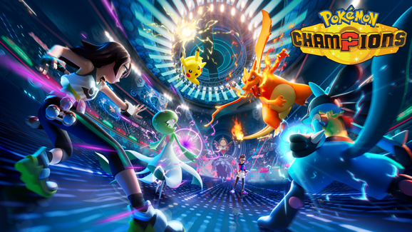 Pokémon Champions key art showing Mega Raichu X and Y