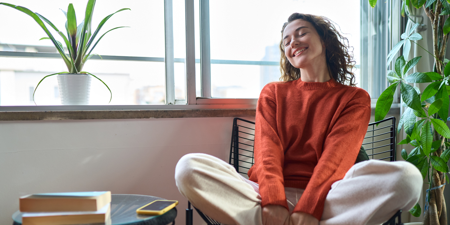 Illustration of a woman representing positive mental health and well-being