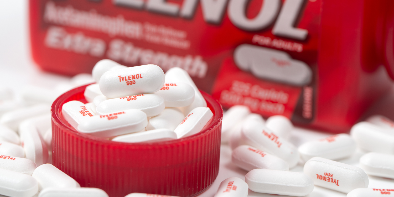 Tylenol acetaminophen bottle representing the debate on prenatal medication safety