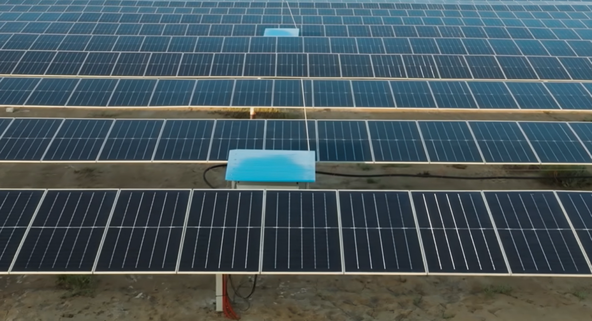 Aerial view of Adani Green Energy's Khavda solar installation in Gujarat, India