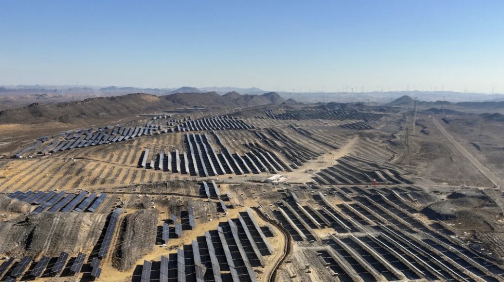 China Datang Zhongwei 500 MW solar farm aerial view