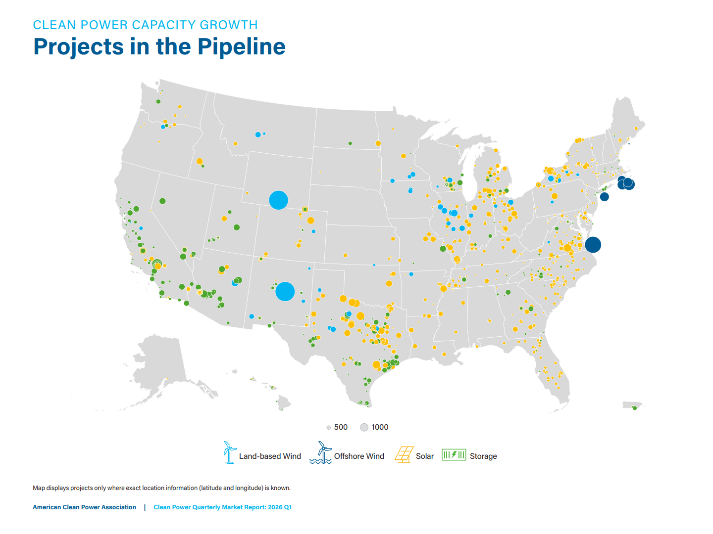 Map showing ACP projects in pipeline for Q1 2026