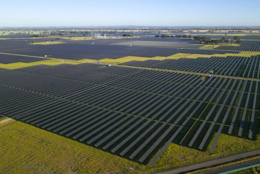 Australian solar farm with multiple rows of panels