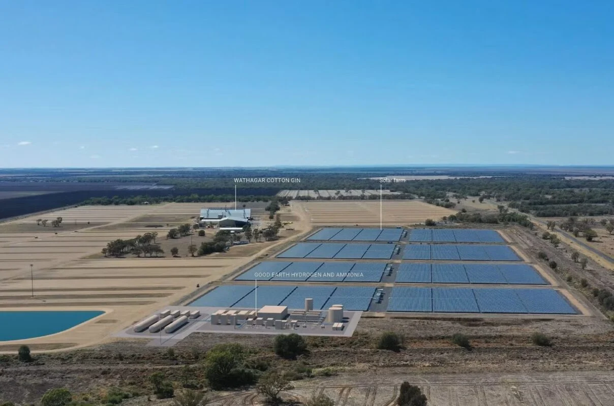 Rendering of the Hiringa Energy / Sundown Pastoral Company green hydrogen hub project in New South Wales, Australia