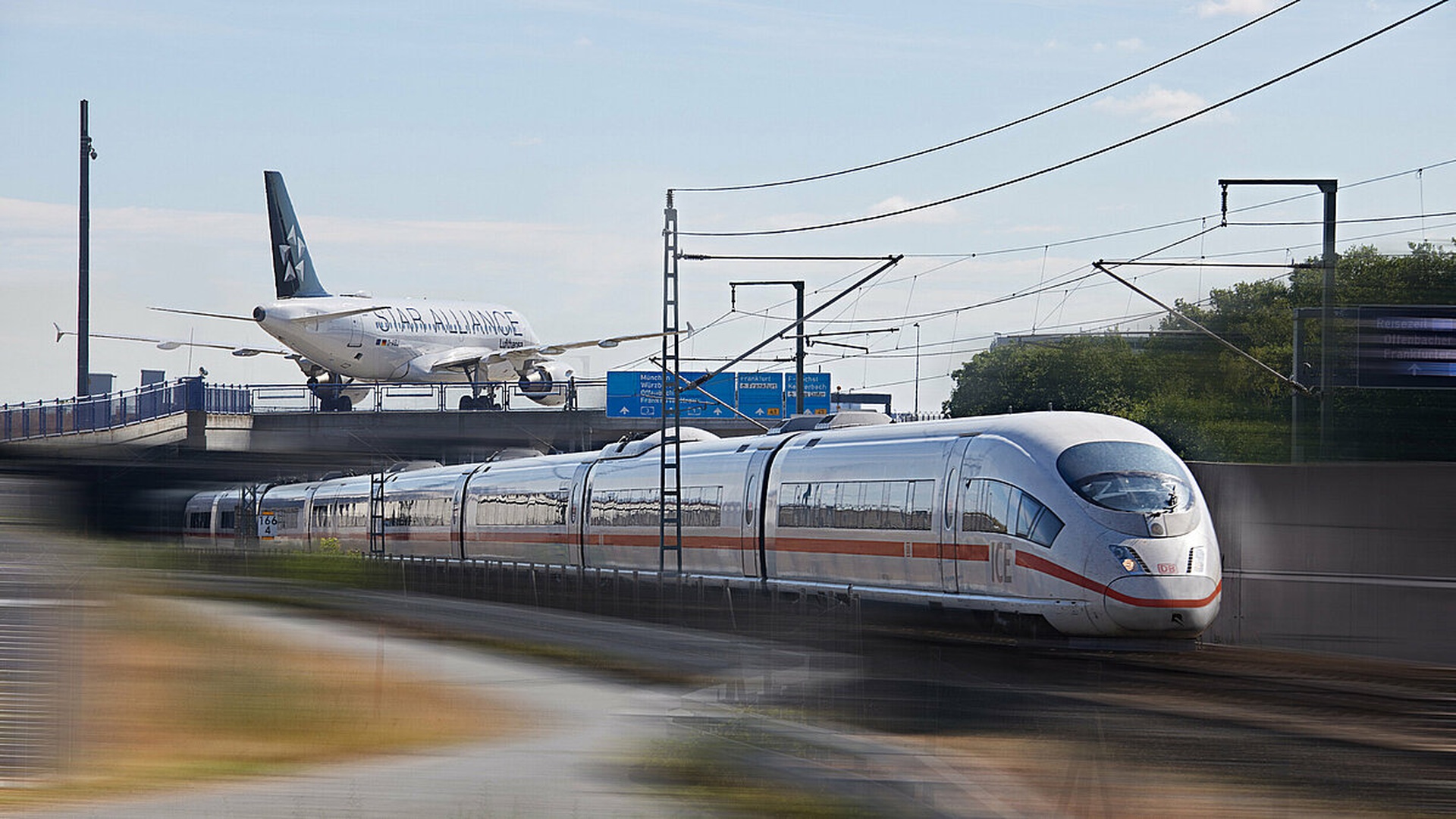 Image showing a comparison between DB train and Lufthansa plane