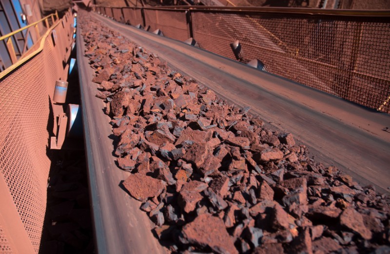 Iron ore stockpile at a port facility