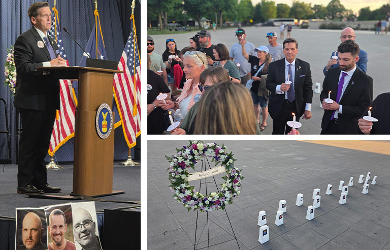 AFL-CIO와 OSHA가 Workers Memorial Day 행사에서 연설하는 모습