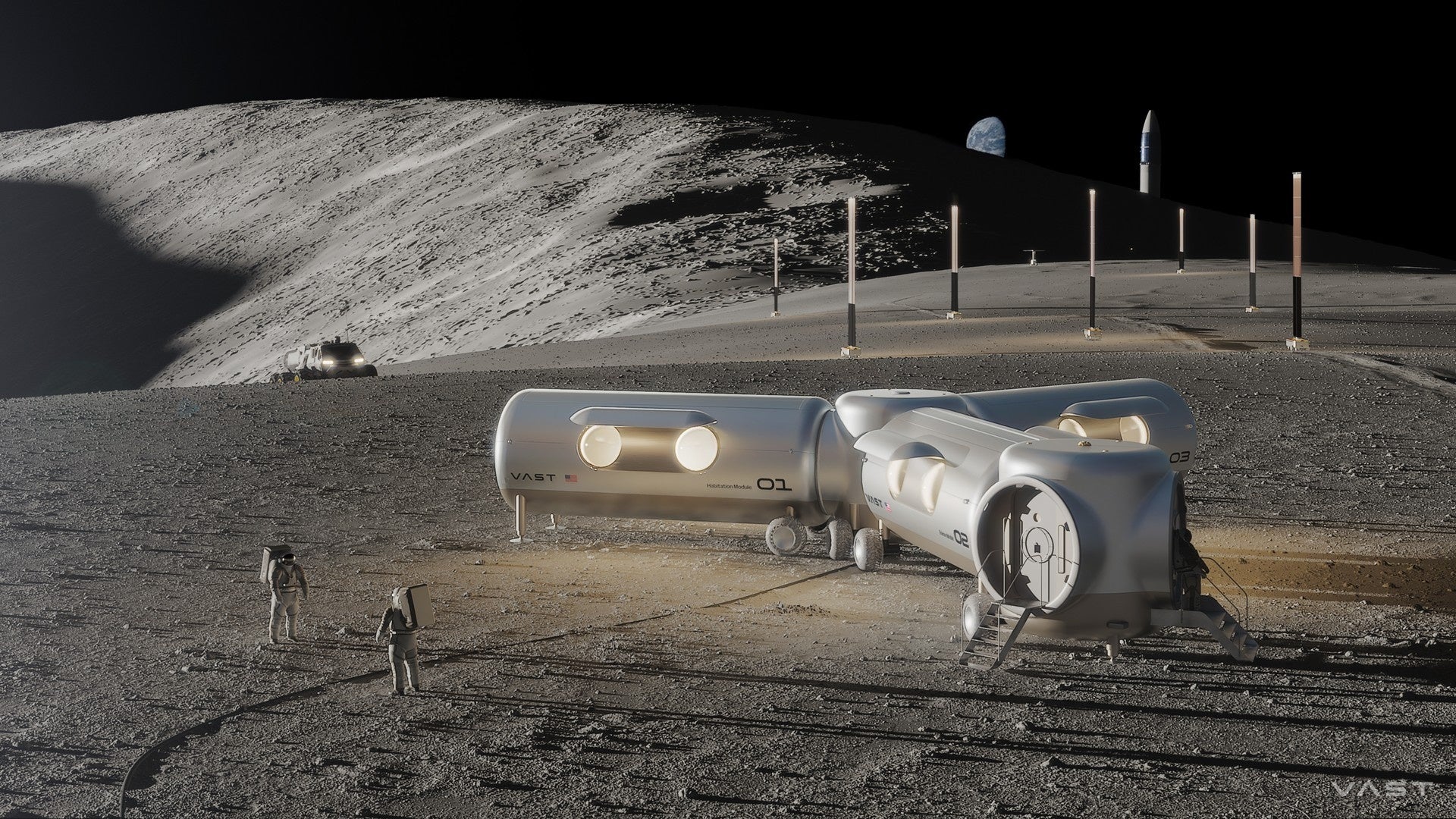 Rendering of Vast's lunar base concept released with the Lunar Programs division announcement