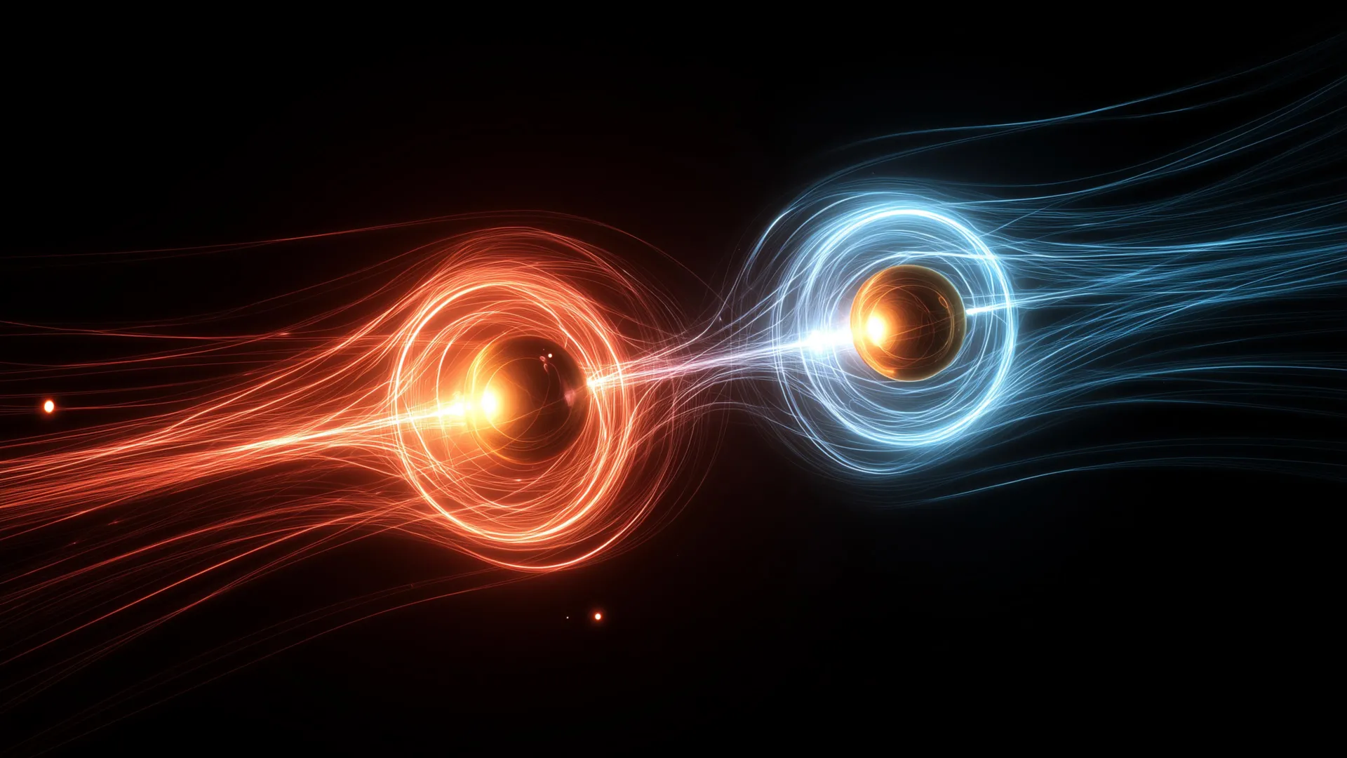 Atomic particles and physics forces illustration representing plasma research