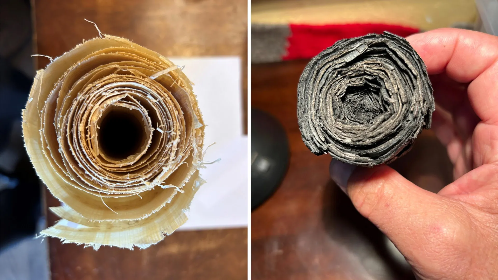 Carbonized papyrus scroll examined with X-ray imaging