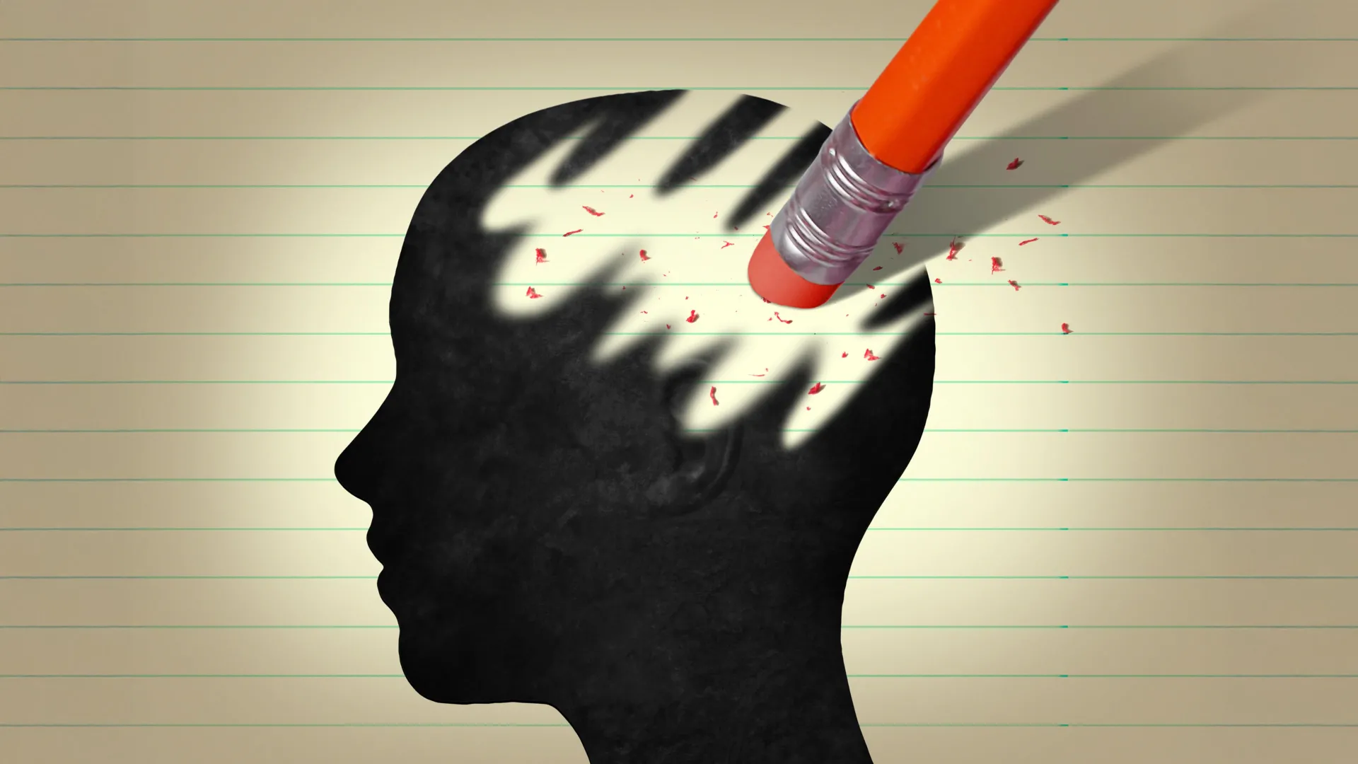 Brain cell illustration showing dementia and memory loss concept