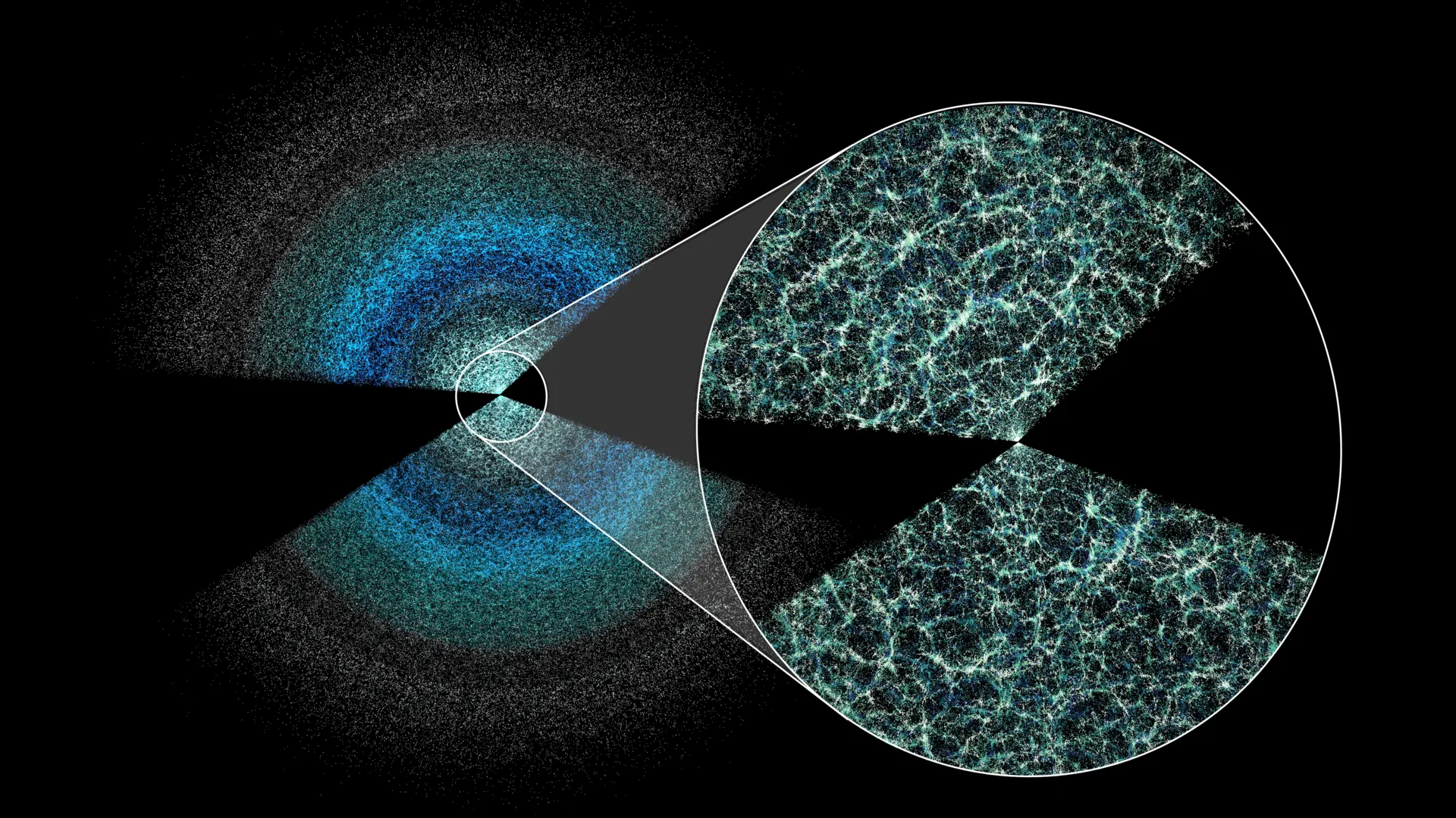 DESI Year 5 butterfly plot visualization of 47 million galaxies