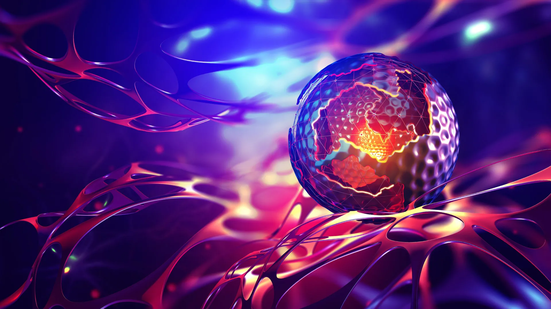 Digital illustration of nanotechnology interacting with neural networks