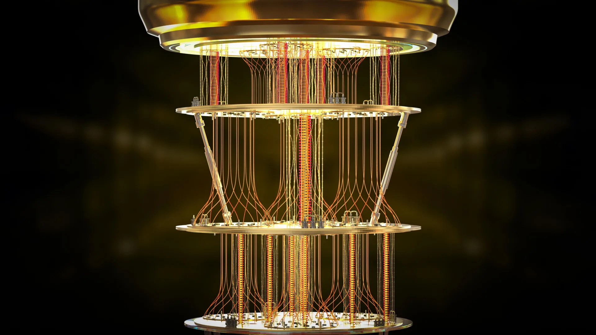 Visualization of a quantum computer system, illustrating the scale of the JUPITER 50-qubit simulation achievement
