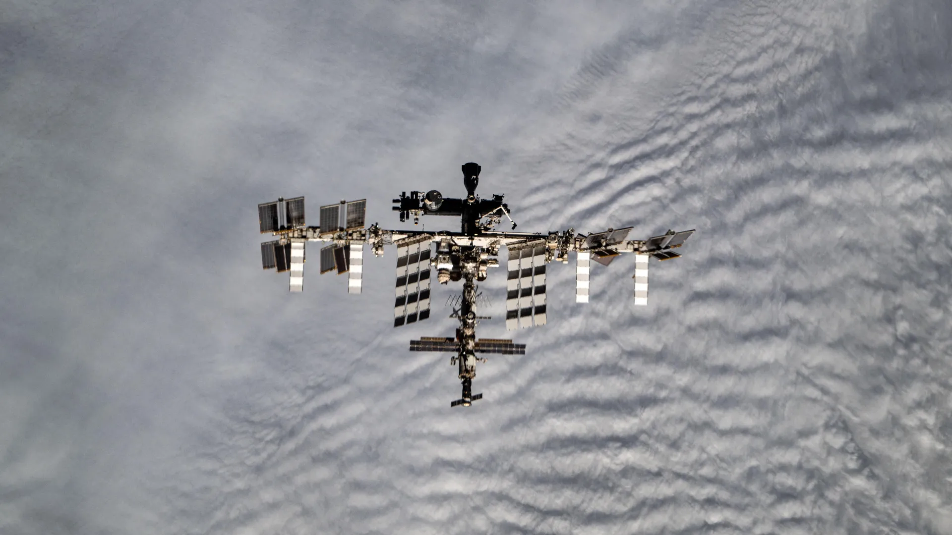 International Space Station viewed from SpaceX Crew Dragon
