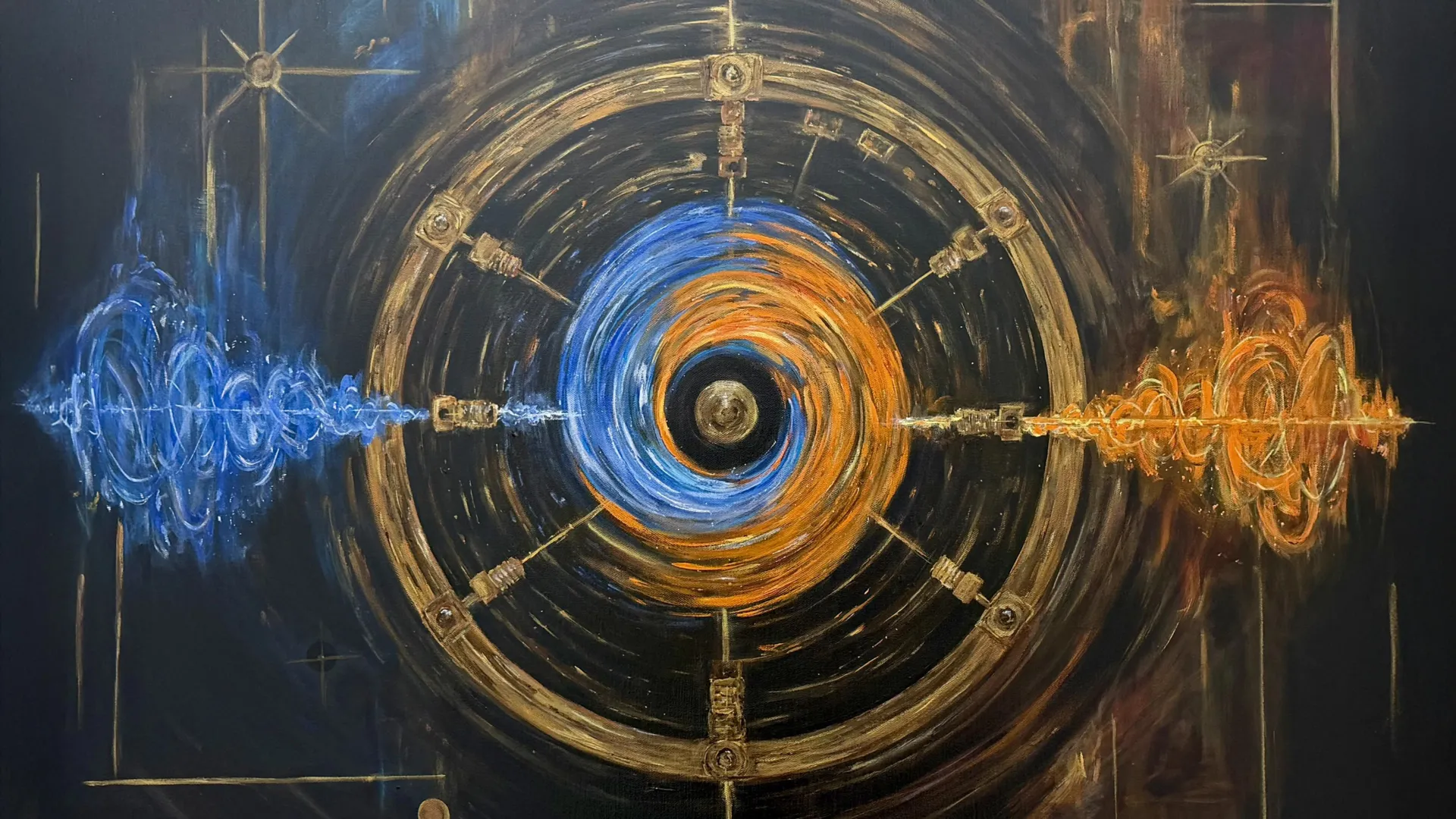Artistic depiction of Penrose super-radiance process
