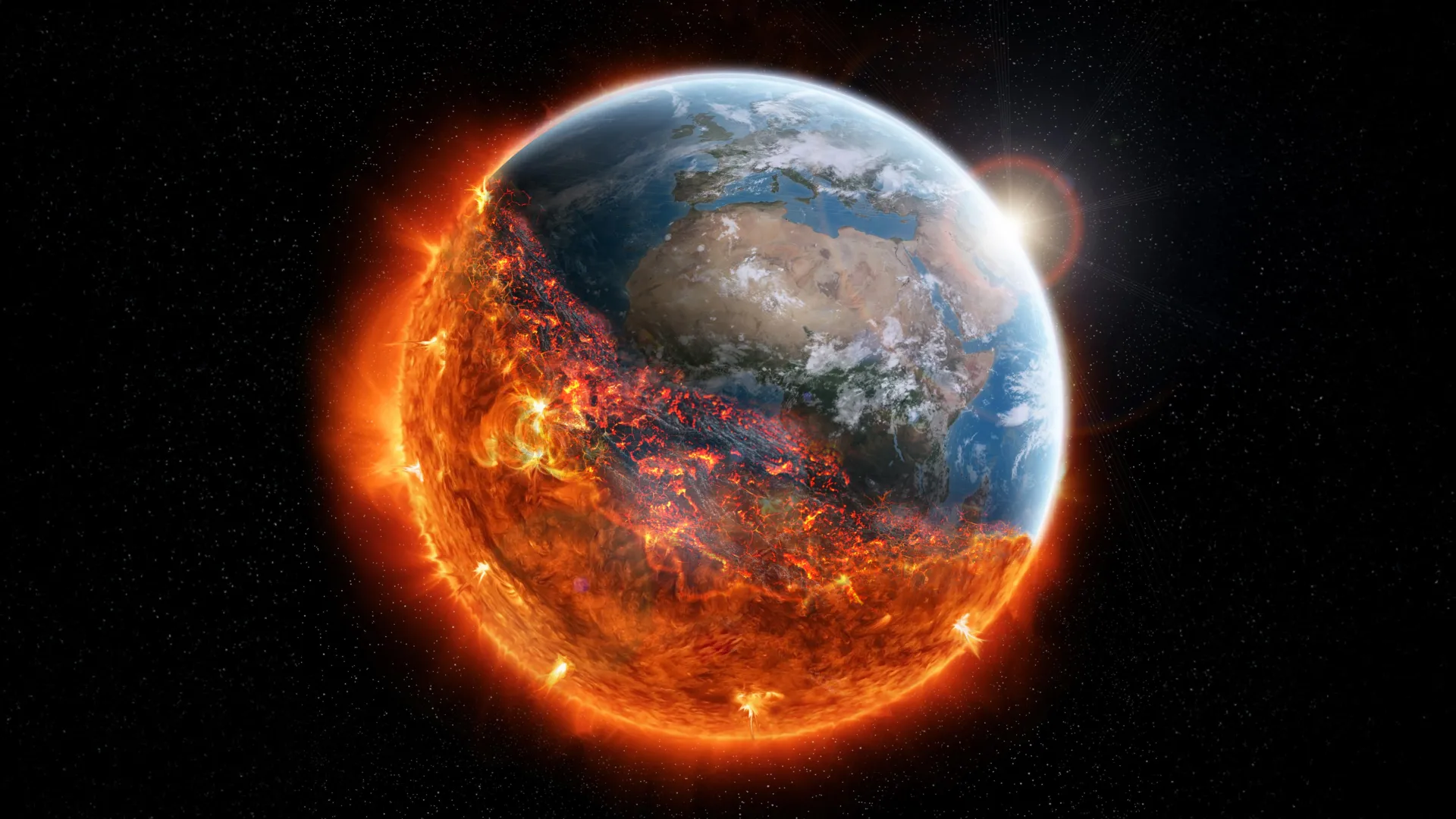Planet Earth with climate change effects