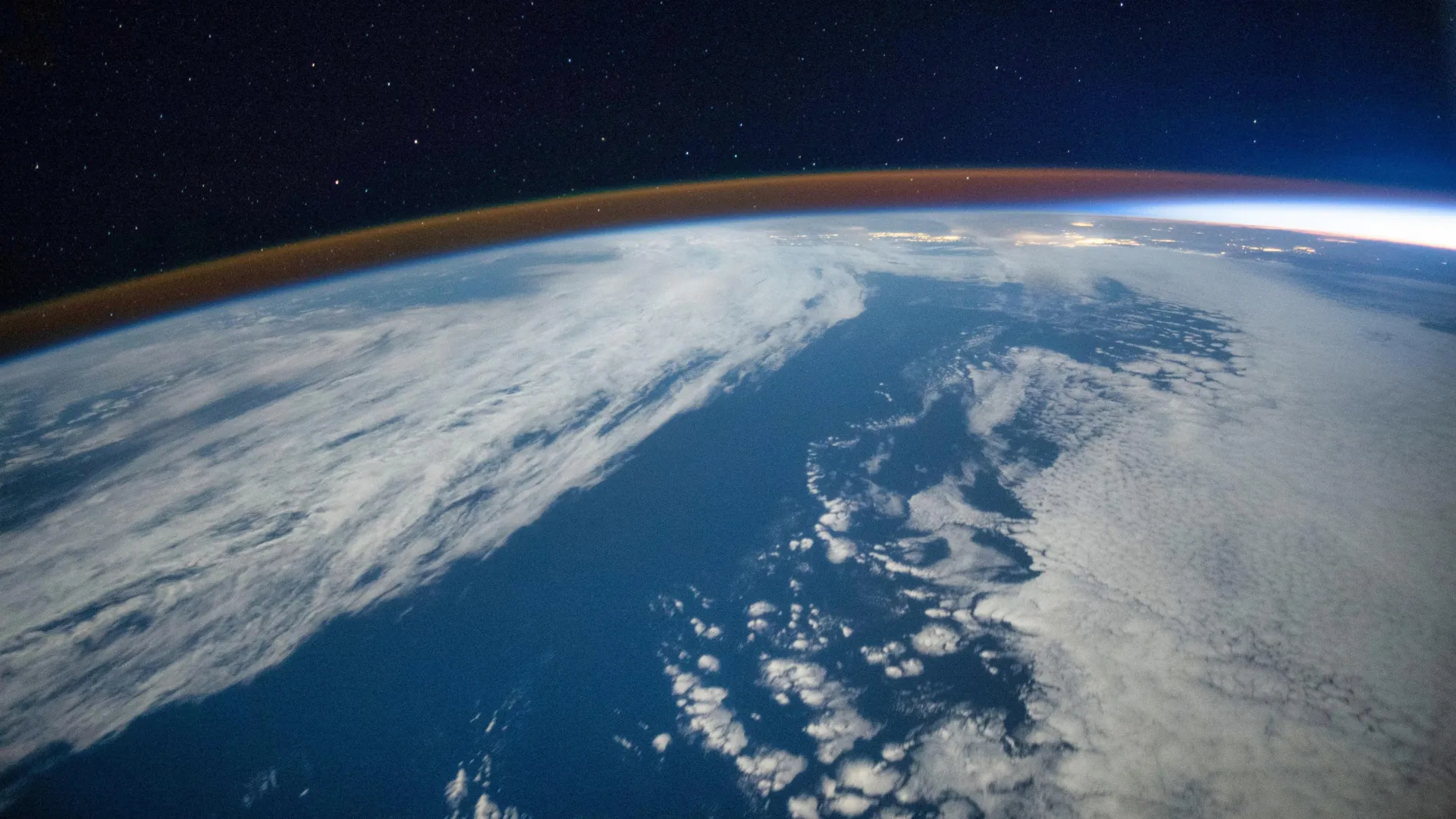 Planet Earth with ozone layer visible in space