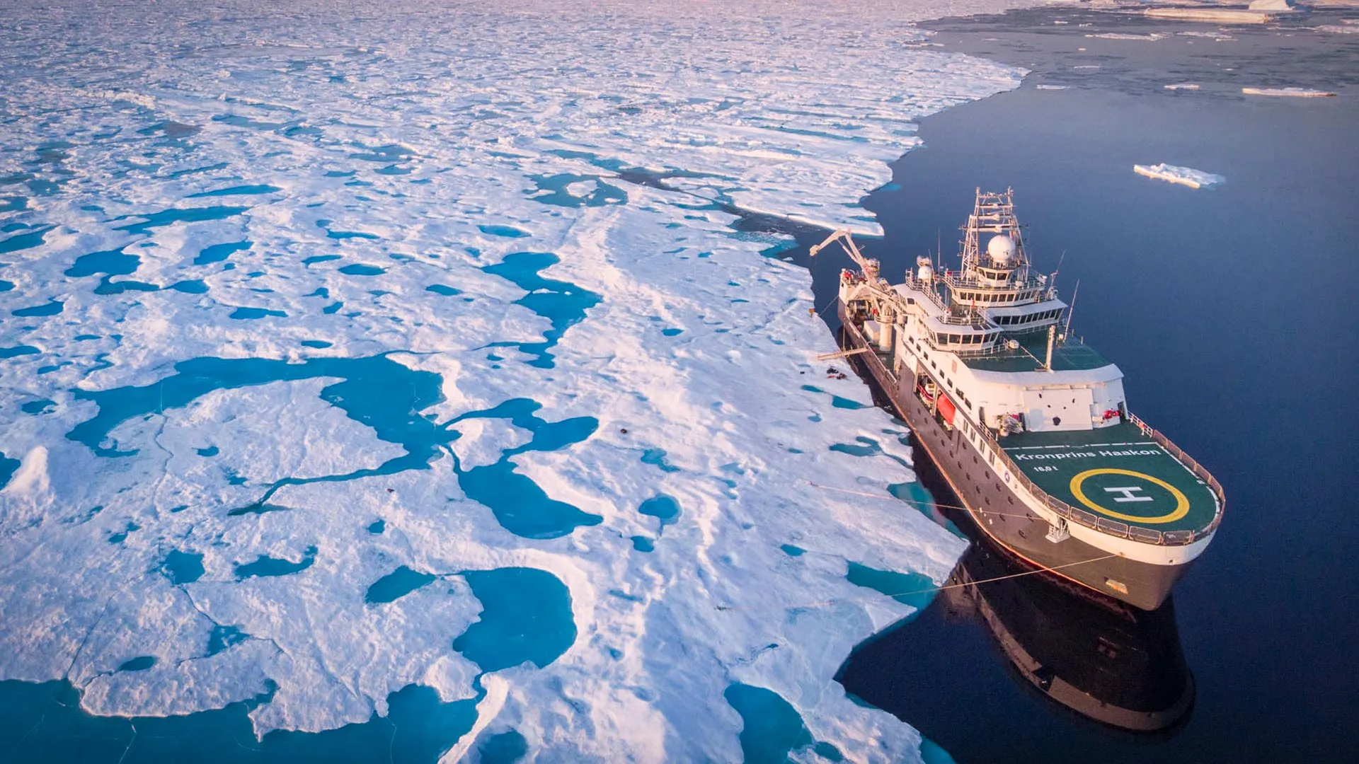 Arctic research vessel in Fram Strait conducting polar ocean studies
