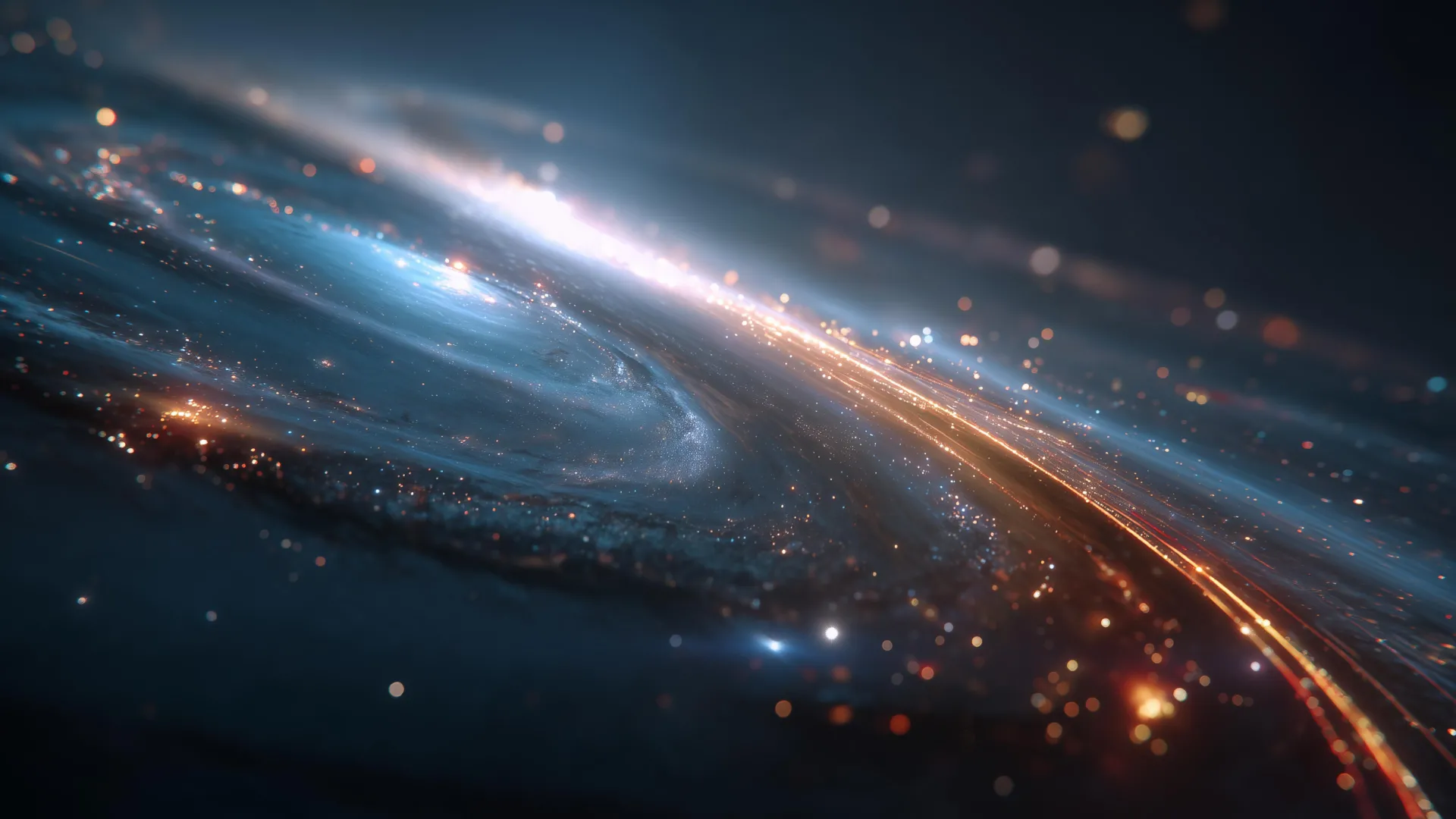Universe expansion illustration showing accelerating cosmic expansion with dark energy effects