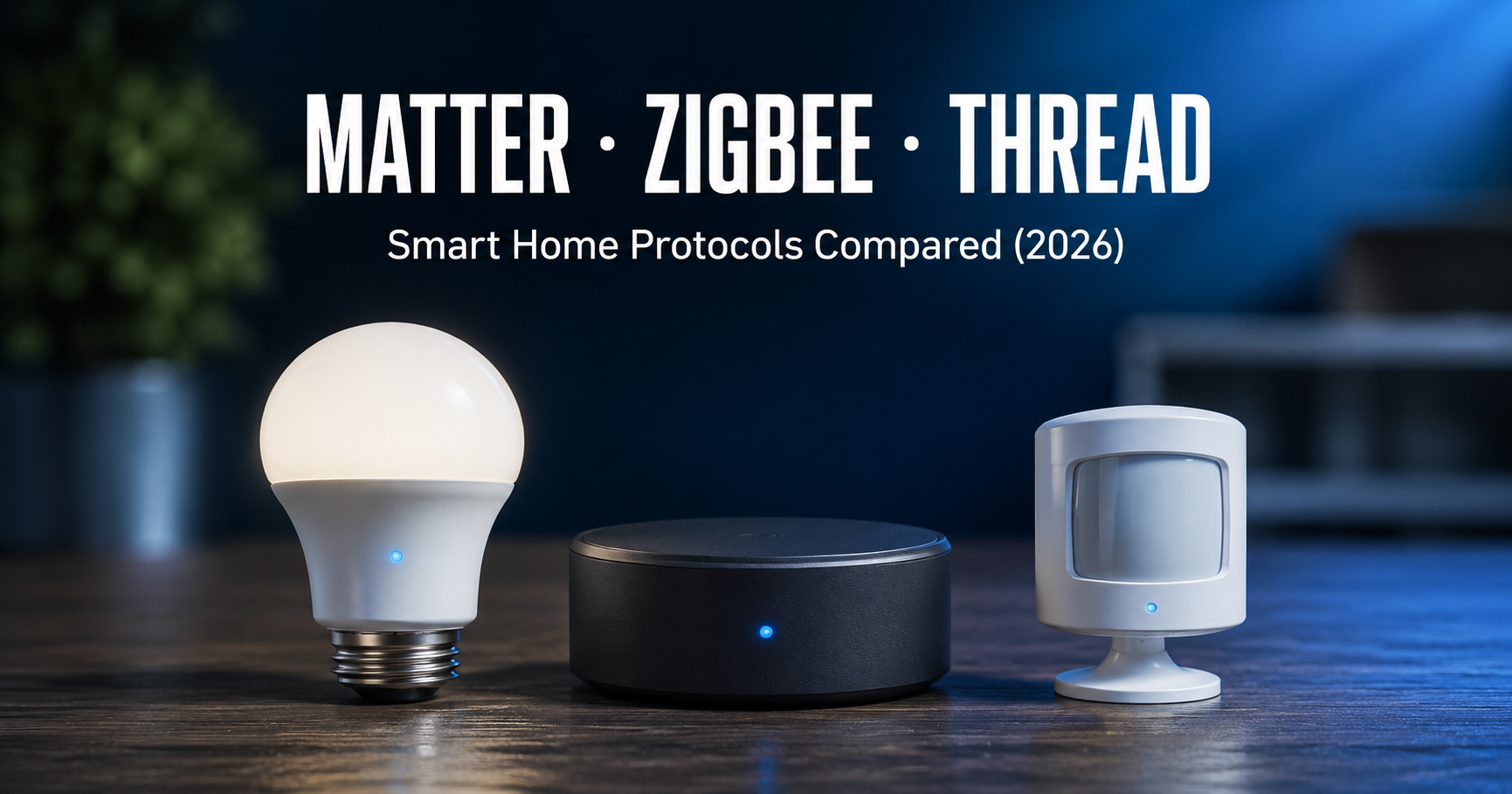 Matter, Zigbee, and Thread protocol comparison chart for 2026