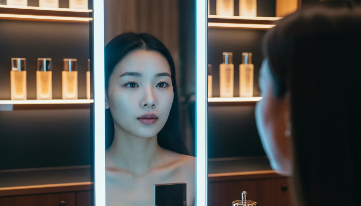 AR foundation try-on interface for beauty retail