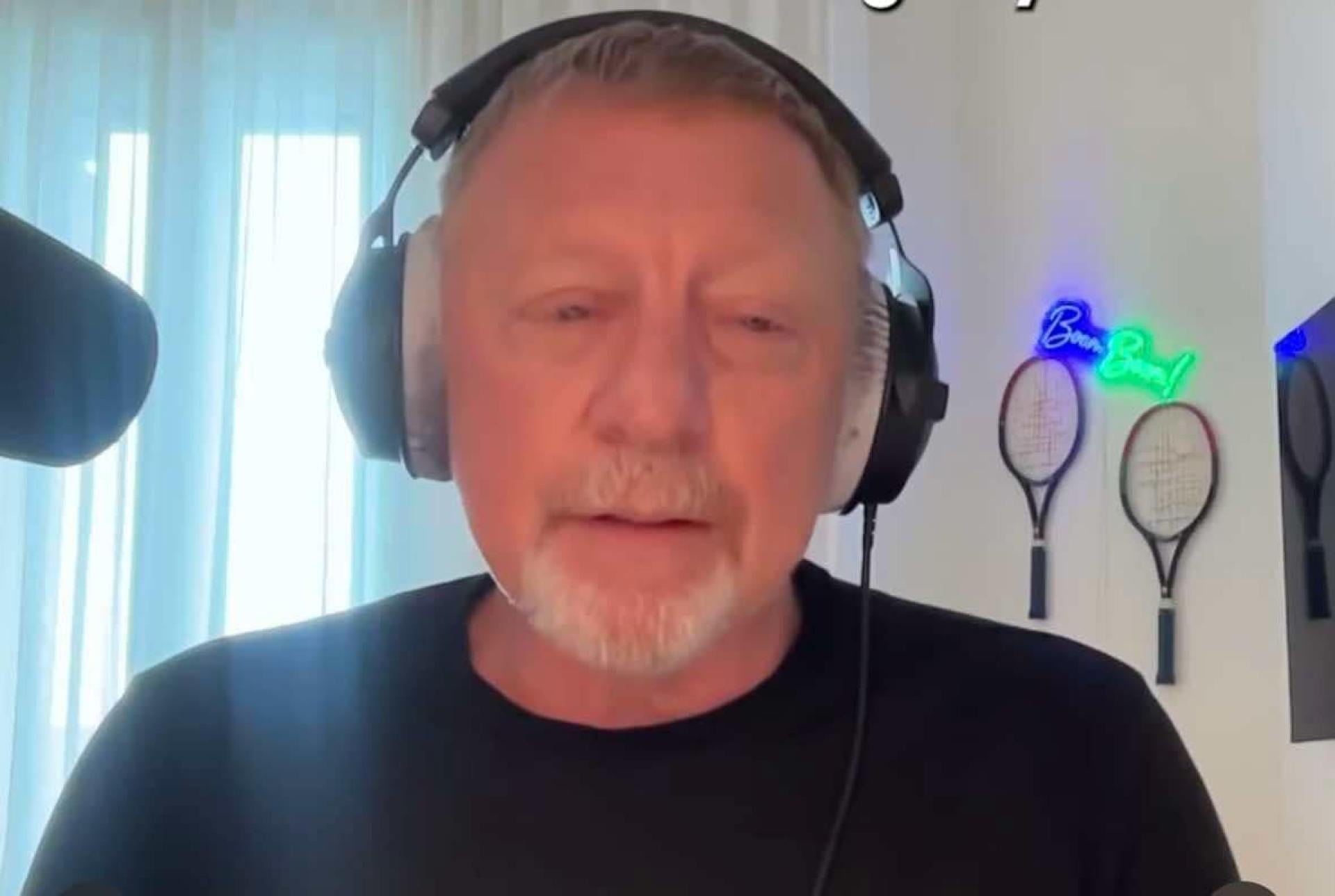 Boris Becker speaking at a press conference