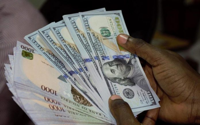 Street dealer exchange rate board in Lagos