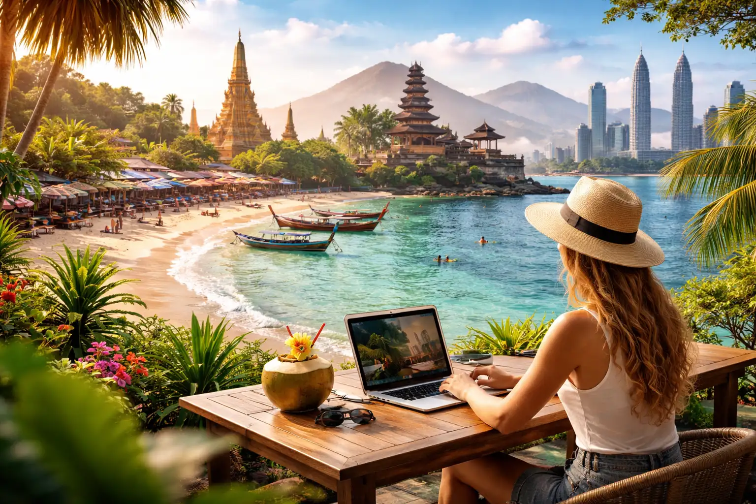 Digital nomad working in a Southeast Asian city, illustrating the true cost of living