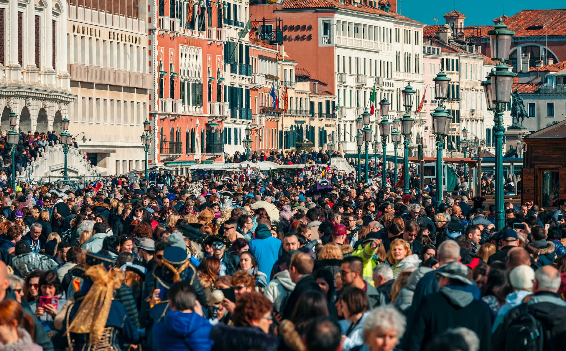 Venice's Grand Canal crowded with day-trip visitors