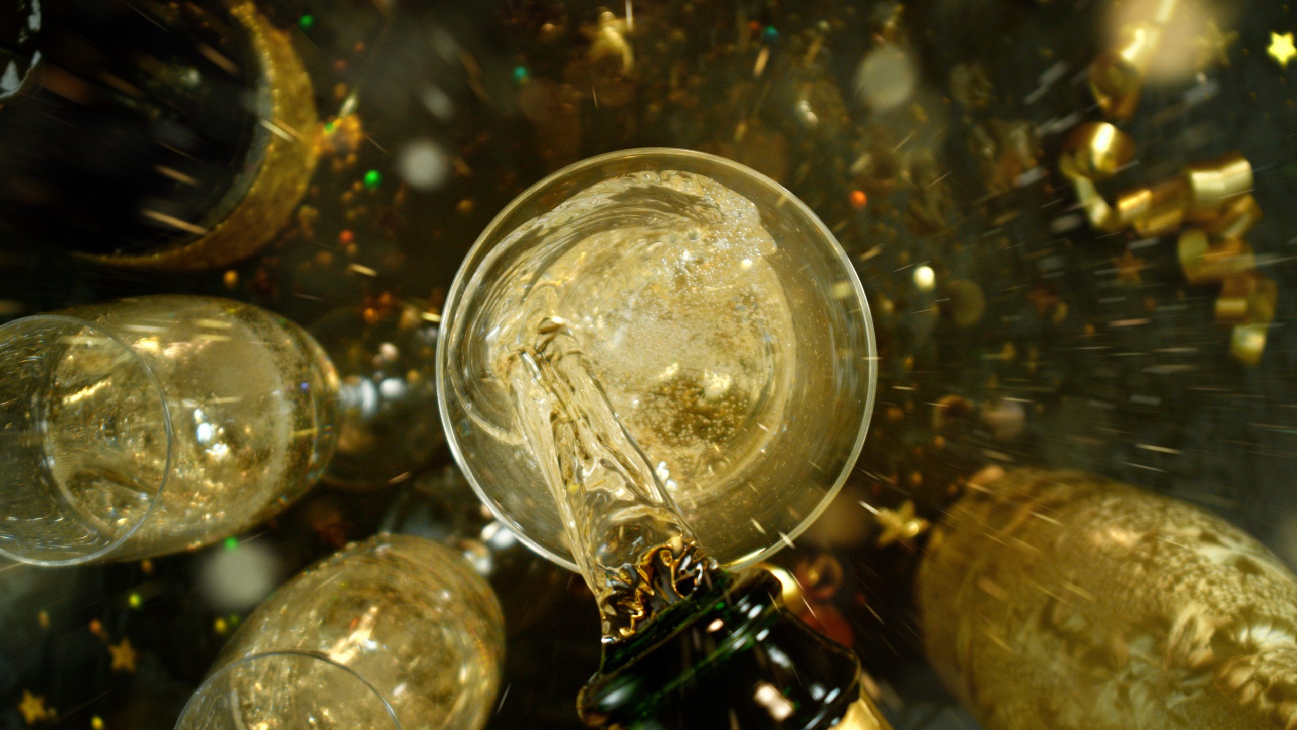 Champagne bottles aging in cave