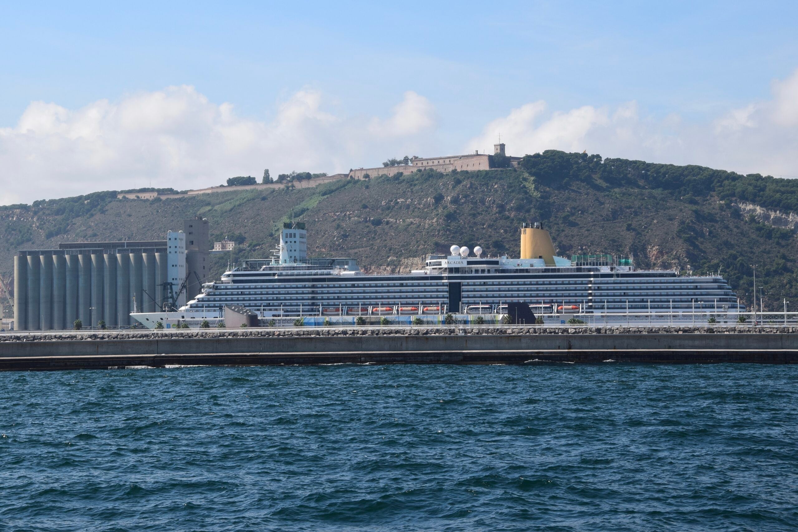 Cruise ship docked at the Port of Barcelona