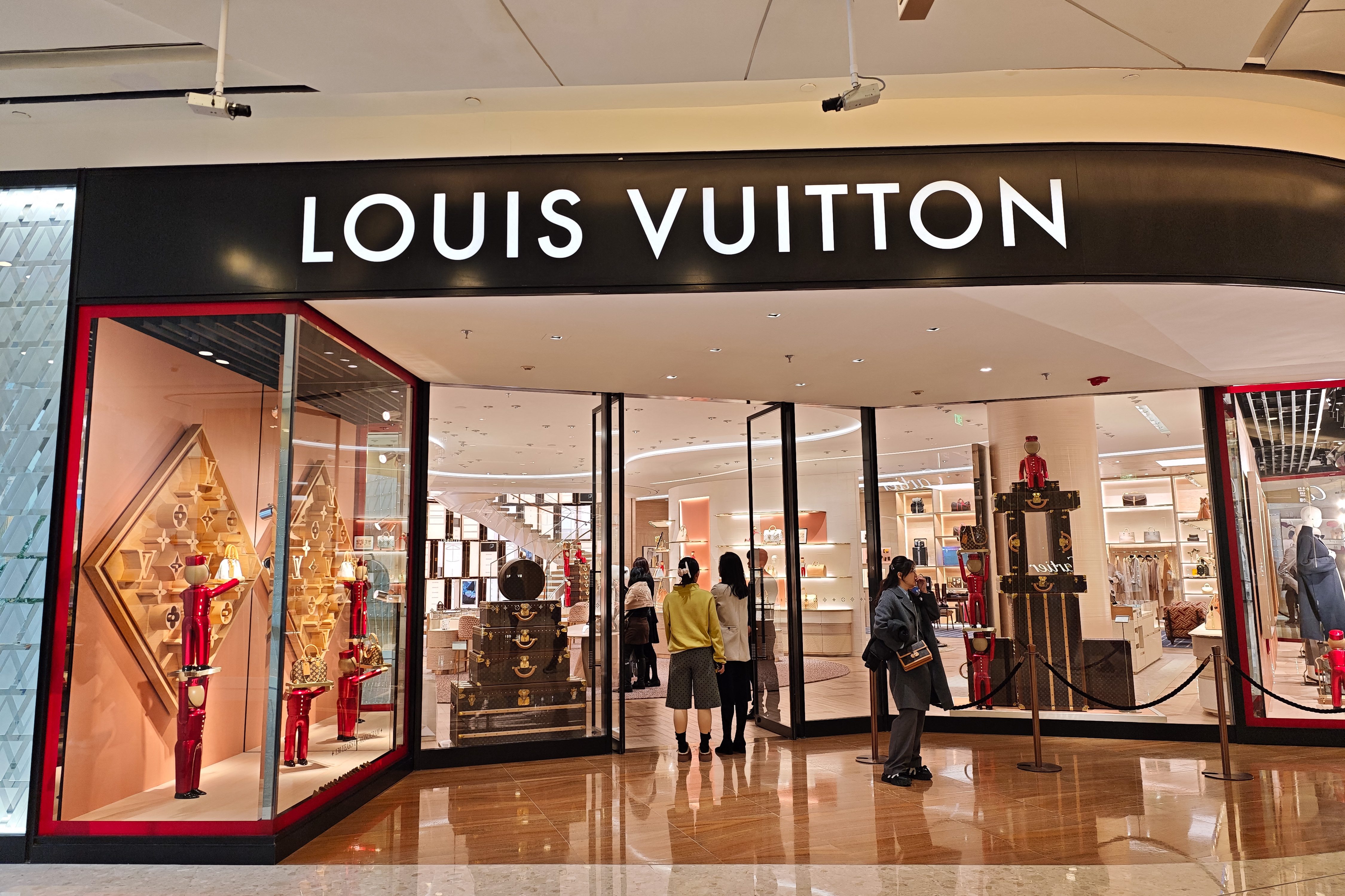 LVMH luxury goods display showing fashion and leather goods