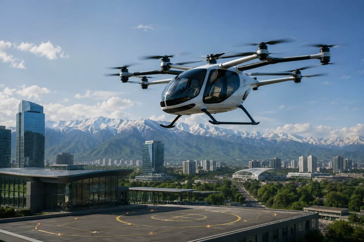 Kazakhstan eVTOL air taxi test near Almaty