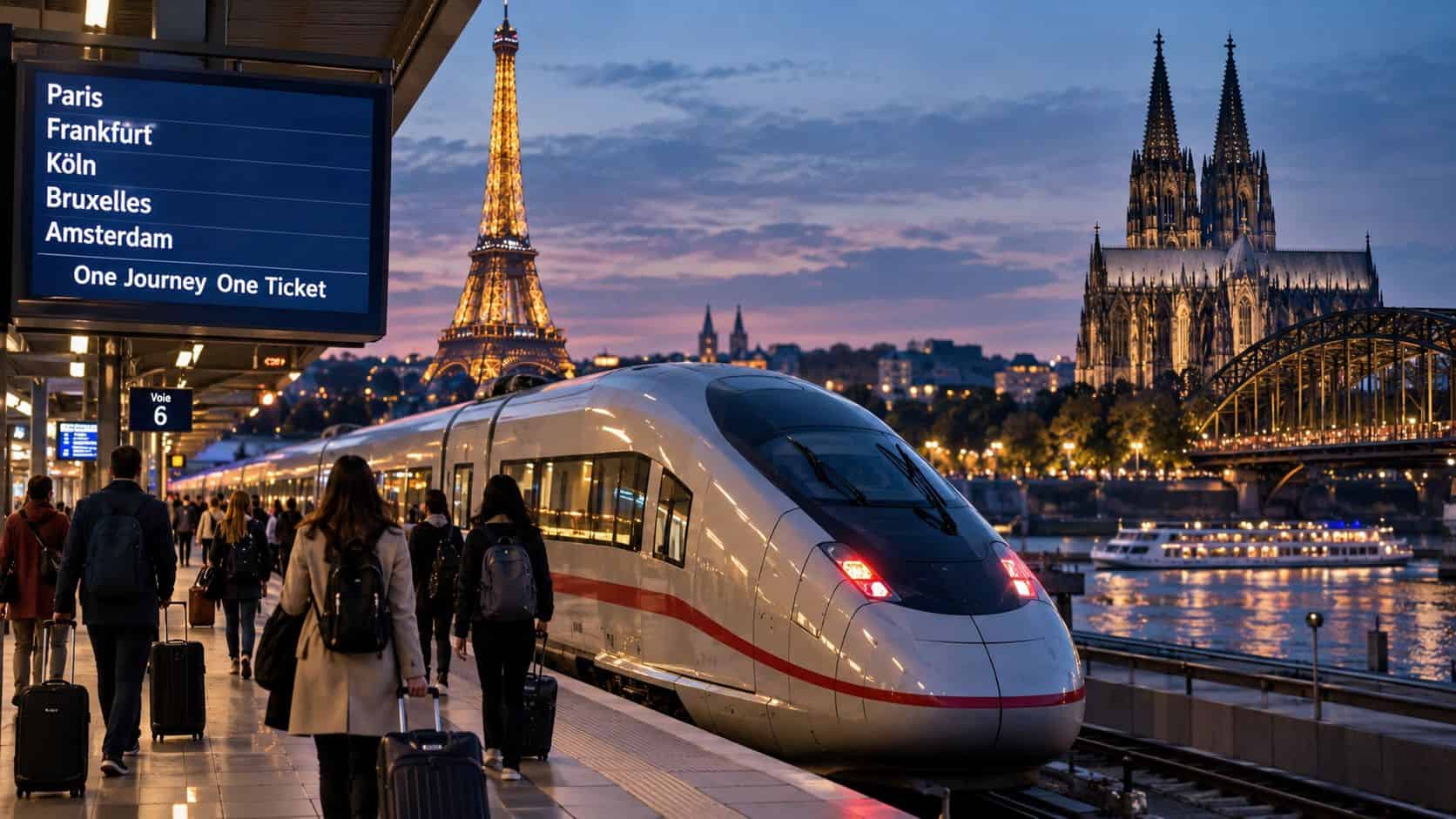 European train crossing a border