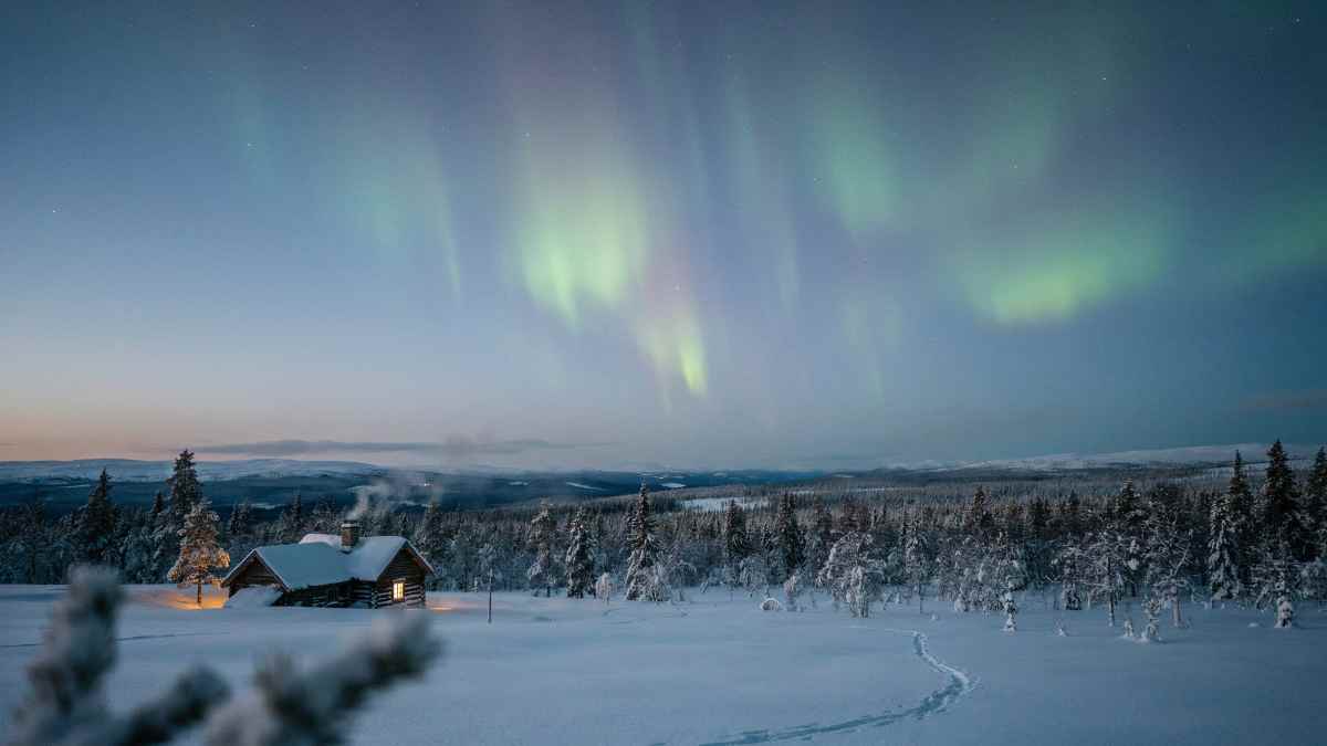Lapland landscape with sustainable tourism signage