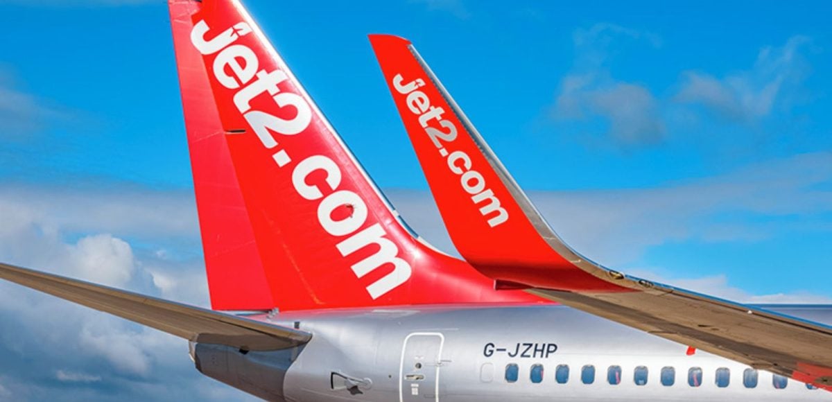 Jet2 aircraft on tarmac with family branding