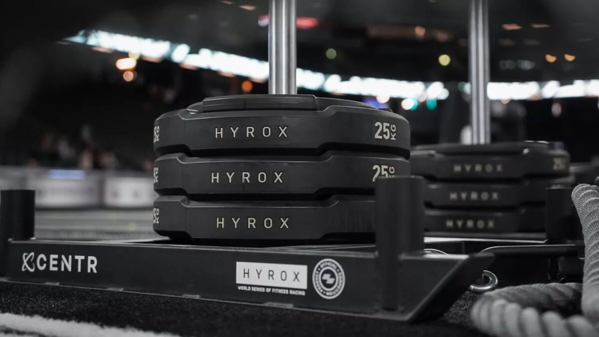 Hyrox sledge-push station at a race event