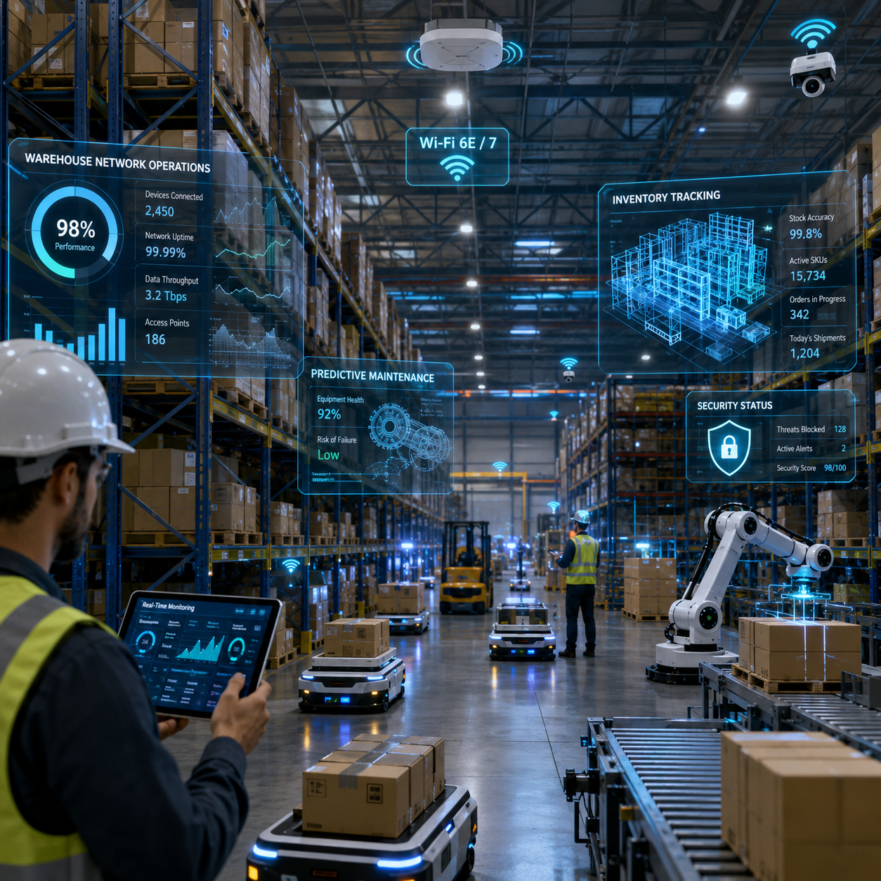 Warehouse automation and network infrastructure solutions visualization