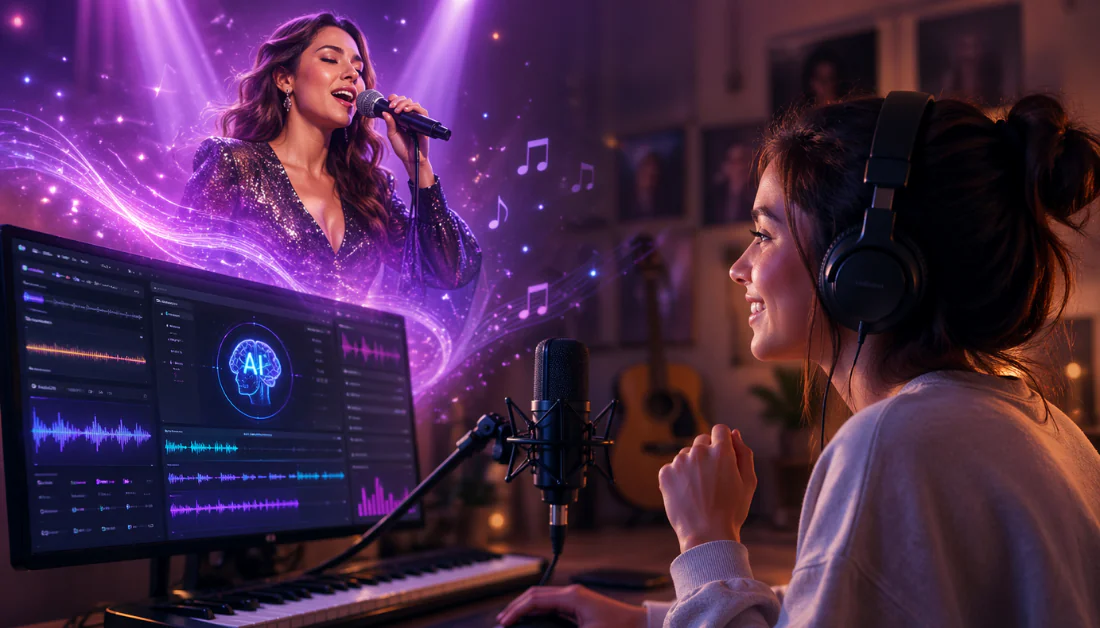 Suno v5.5 Voice Cloning feature banner