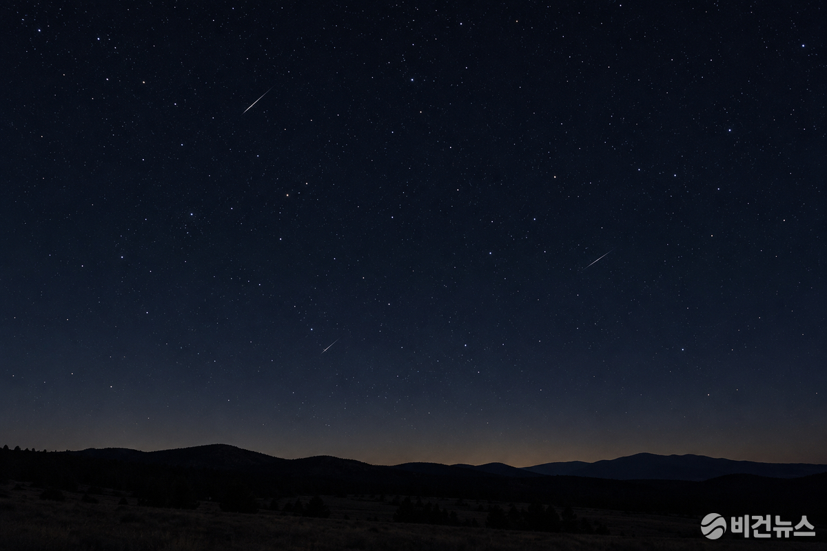 Korean news article image about Orionid meteor shower viewing