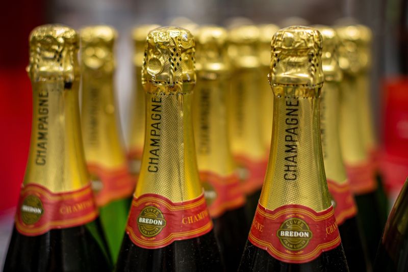 Champagne bottles in a cellar