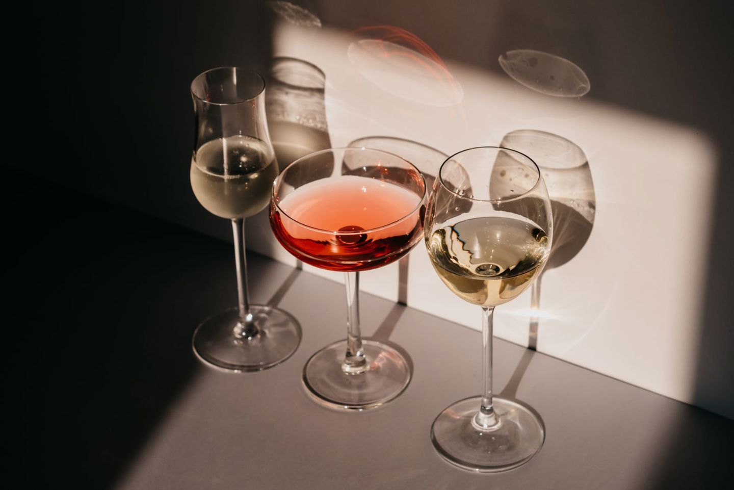 Sommelier comparing natural and conventional wine glasses
