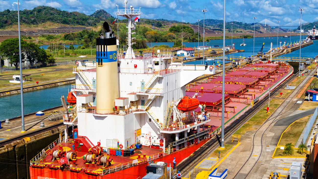 Bulk carriers at the Miraflores Locks